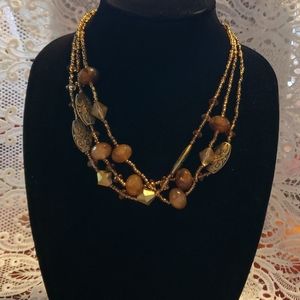 Antique gold and brown beaded necklace!